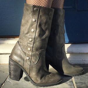 Vegan Leather Snappy Steampunk Boots in Olive